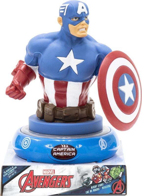 EUROSWAN Noční stolní LED lampička 3D figurka Avengers Kapitán Amerika Plast